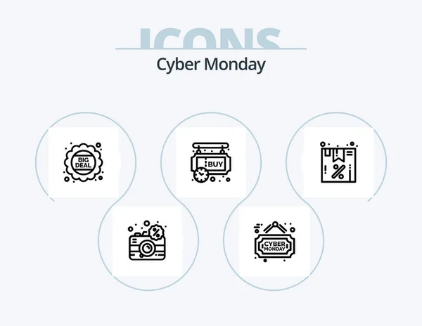 Cyber Monday Line Icon Pack Icon Design Cyber Electronic Advertise — Stock Vector