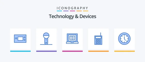 Devices Blue Icon Pack Including Talkie Hardware Products Devices Laptop — Stockvektor