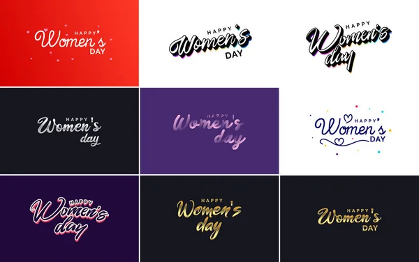 Eight March Typographic Design Set Happy Women Day Theme — Stockvector