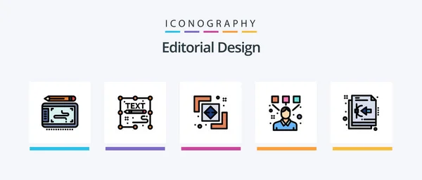 Editorial Design Line Filled Icon Pack Including Idea Computer File — Stok Vektör
