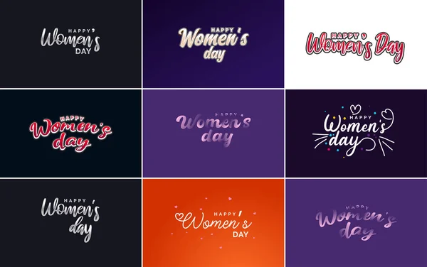 Pink Happy Women Day Typographical Design Elements International Women Day — Stockvektor