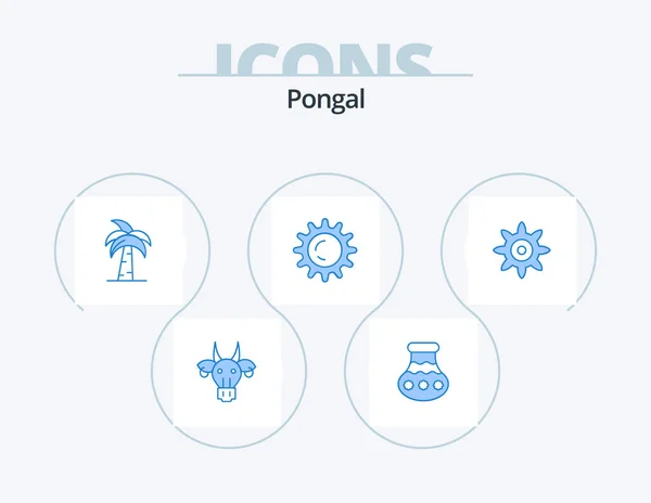 Pongal Blue Icon Pack Icon Design Sun Srilanka Pongal Palm —  Vetores de Stock