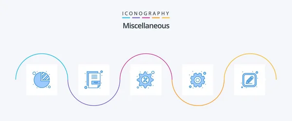 Miscellaneous Blue Icon Pack Including Pen Discount Setup Gear — Wektor stockowy