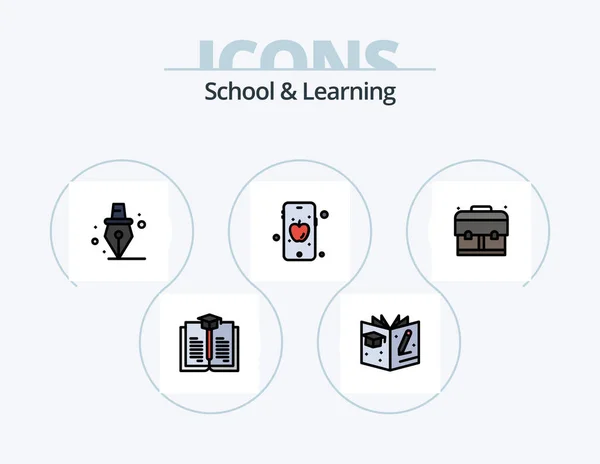 School Learning Line Filled Icon Pack Icon Design Book Education — Wektor stockowy