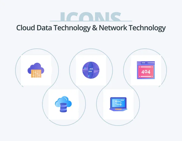 Cloud Data Technology Network Technology Flat Icon Pack Icon Design — Stockový vektor