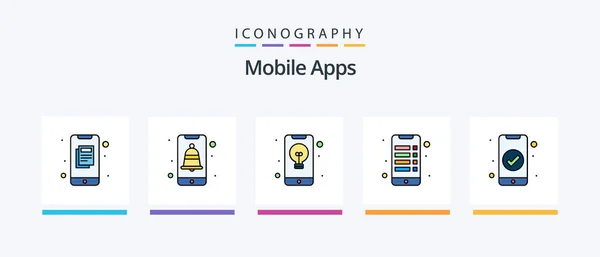 Mobile Apps Line Filled Icon Pack Including Care Health Phone — Stockvector