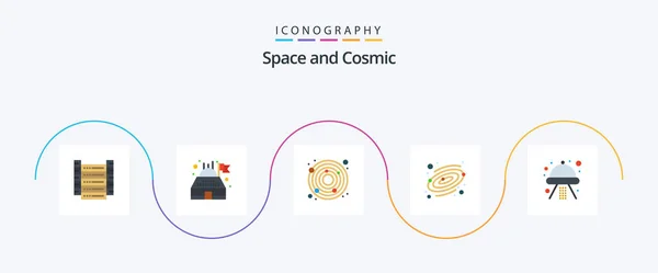Space Flat Icon Pack Including Space Earth Ship Space — Wektor stockowy