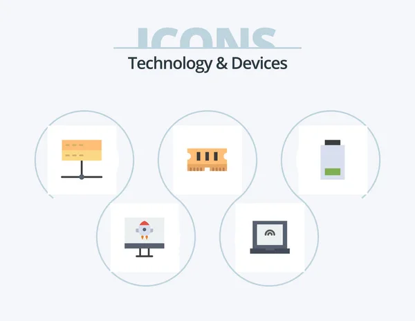 Devices Flat Icon Pack Icon Design Low Server Devices Ram — Stok Vektör