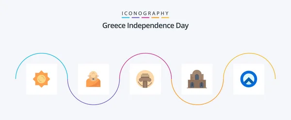 Greece Independence Day Flat Icon Pack Including Greece Shield Type — Vector de stock