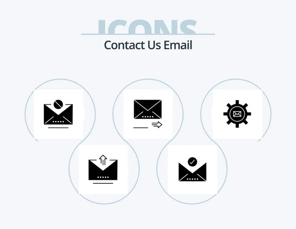 Email Glyph Icon Pack Icon Design Gear Next Email Navigation — Stockvektor