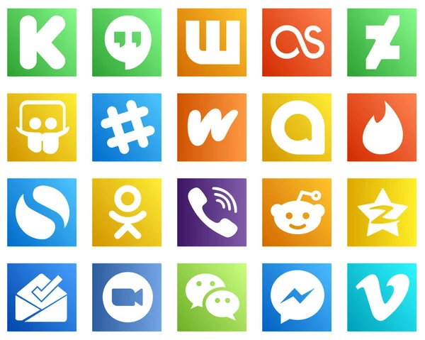 High Quality Social Media Icons Reddit Rakuten Wattpad Viber Simple — Stok Vektör