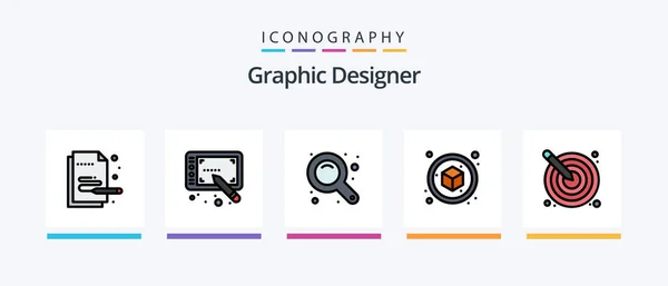 Graphic Designer Line Filled Icon Pack Including Keypad Key Mouse — Stok Vektör