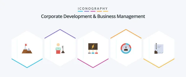 Corporate Development Business Management Flat Icon Pack Including Idea Brainstorming — Vetor de Stock