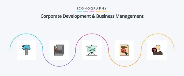 Corporate Development Business Management Line Filled Flat Icon Pack Including — Vector de stock
