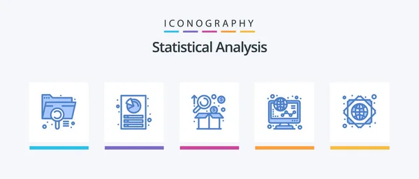 Statistical Analysis Blue Icon Pack Including Online Finance Report Ecommerce — Vetor de Stock