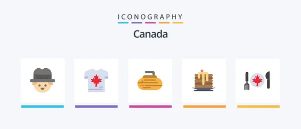 Canada Flat Icon Pack Including Autumn Canada Bowls Wedding Cake — Stok Vektör