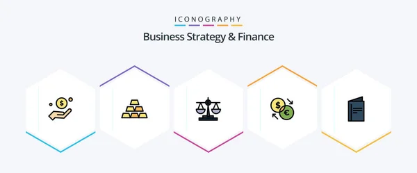 Business Strategy Finance Filledline Icon Pack Including Euro Exchange Stack — Image vectorielle
