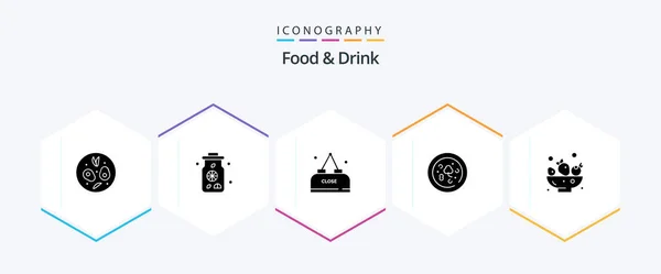 Food Drink Glyph Icon Pack Including Berries Drink Drink Food — Stockvector