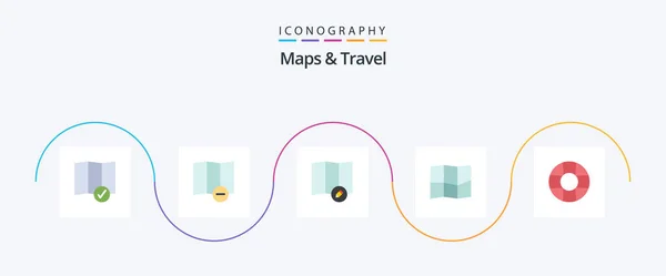 Maps Travel Flat Icon Pack Including Map — Vettoriale Stock