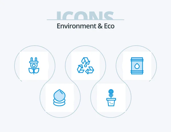 Environment Eco Blue Icon Pack Icon Design Barrel Garbage Plant — Stok Vektör