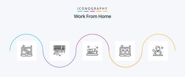 Work Home Line Icon Pack Including Sharing Meeting Working Communication — Wektor stockowy