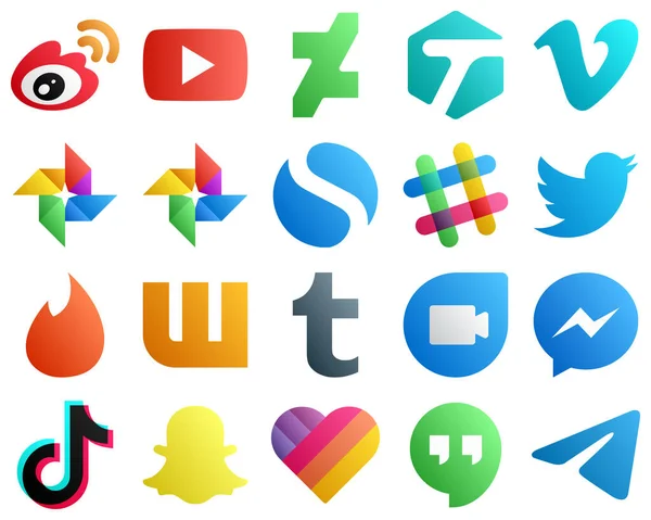Gradient Social Media Icon Set Icons Tumblr Tinder Vimeo Tweet — Wektor stockowy