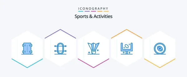 Sports Activities Blue Icon Pack Including Football American Rowing Sports — Stockový vektor