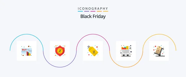Black Friday Flat Icon Pack Including Cyber Monday Shopping Discount — Archivo Imágenes Vectoriales