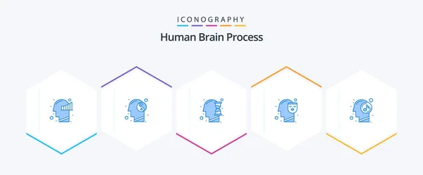 Human Brain Process Blue Icon Pack Including Mind Face Human — Vetor de Stock