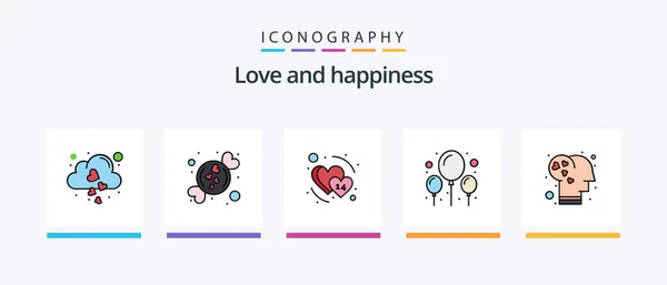 Love Line Filled Icon Pack Including February Heart Dating Jar — Stock vektor