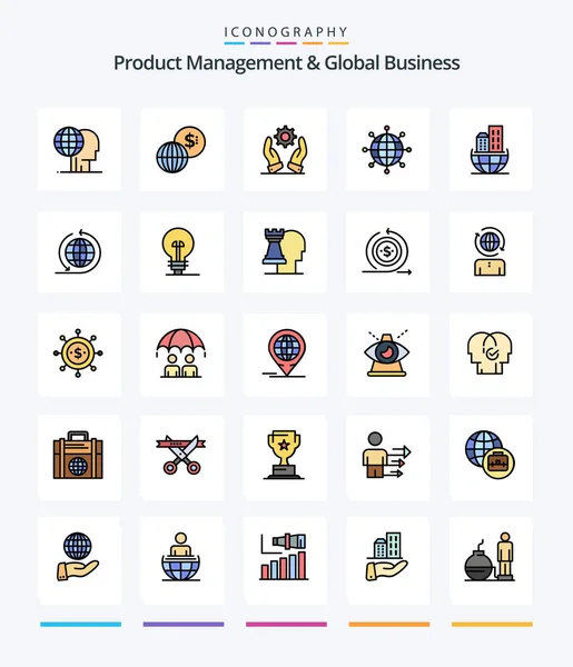 Creative Product Managment Global Business Line Filled Icon Pack Global — Stok Vektör