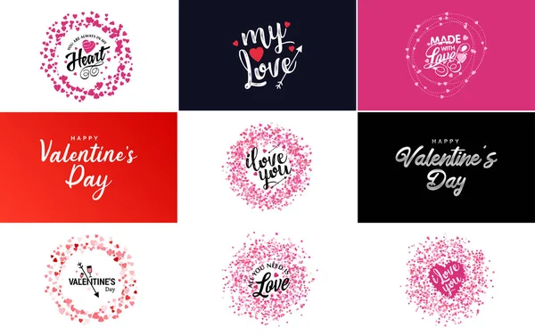 Happy Valentine Day Banner Template Romantic Theme Red Color Scheme — Διανυσματικό Αρχείο