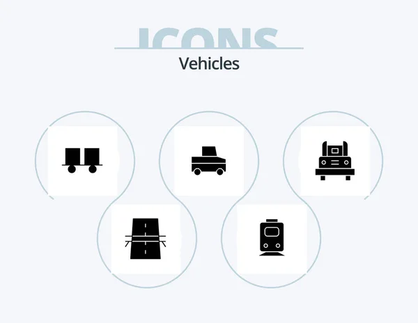 Vehicles Glyph Icon Pack Icon Design Truck Car Transportation Lift — Wektor stockowy