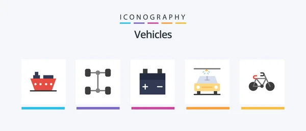 Vehicles Flat Icon Pack Including Van Sport Creative Icons Design — Archivo Imágenes Vectoriales