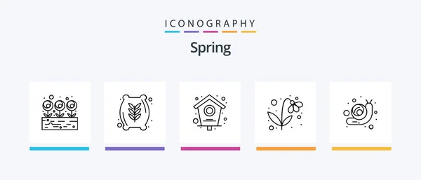 Spring Line Icon Pack Including Plant Catkins Seed Growing Seed — Wektor stockowy
