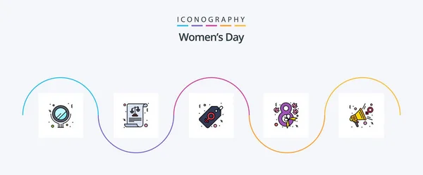 Womens Day Line Filled Flat Icon Pack Including Opinion Feedback — Wektor stockowy
