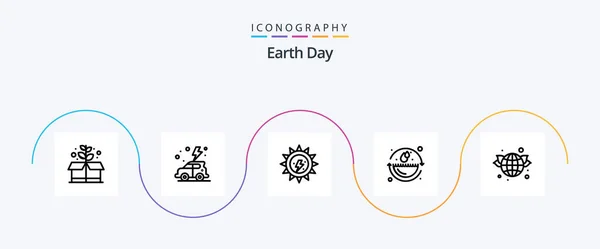 Earth Day Line Icon Pack Including World Earth Ecology Environmental — Wektor stockowy