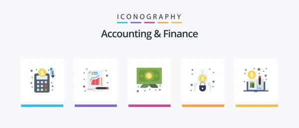 Accounting Finance Flat Icon Pack Including Distributed Ledger Book Cryptocurrency — Stock Vector