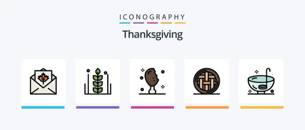 Thanksgiving Line Filled Icon Pack Including Rainy Cloud Kitchen Thanksgiving — Vettoriale Stock