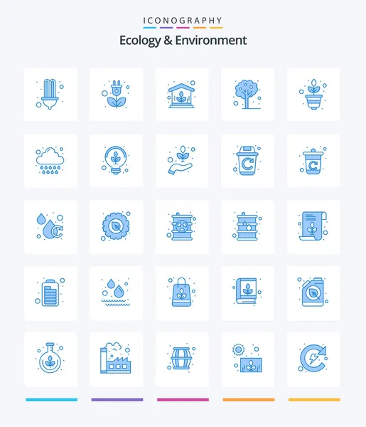 Creative Ecology Environment Blue Icon Pack Plant Tree Green Summer — Stockvector