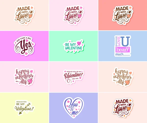 Heartfelt Typography Stickers Valentine Day — Stock vektor