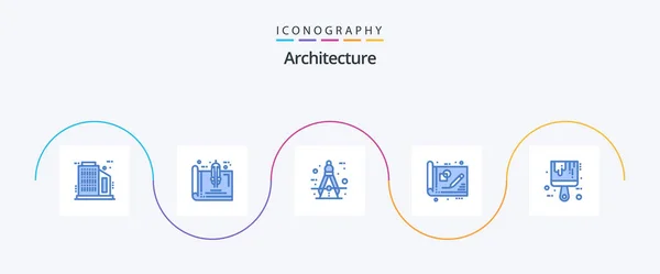 Architecture Blue Icon Pack Including Idea Draft Architect Business Tool — Stock vektor