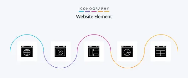 Website Element Glyph Icon Pack Including Divide Presentation Website Internet — Stok Vektör