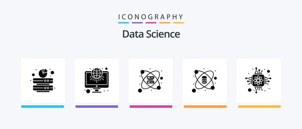 Data Science Glyph Icon Pack Including Chip Lab Web Data — Wektor stockowy