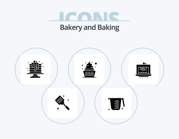 Baking Glyph Icon Pack Icon Design Baking Icecream Measuring Dessert — Stock Vector