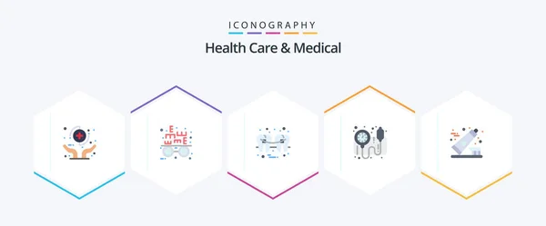 Health Care Medical Flat Icon Pack Including Toothbrush Monitor Dental — Image vectorielle