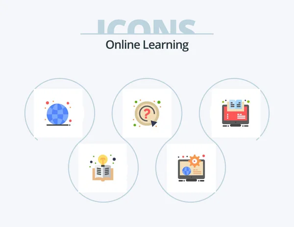 Online Learning Flat Icon Pack Icon Design Learning Question Learn — Stockový vektor