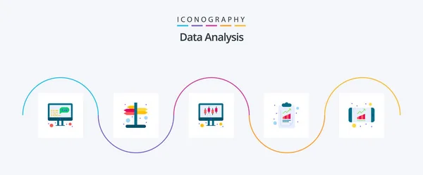 Data Analysis Flat Icon Pack Including Chart Seo Computer Check — Stok Vektör