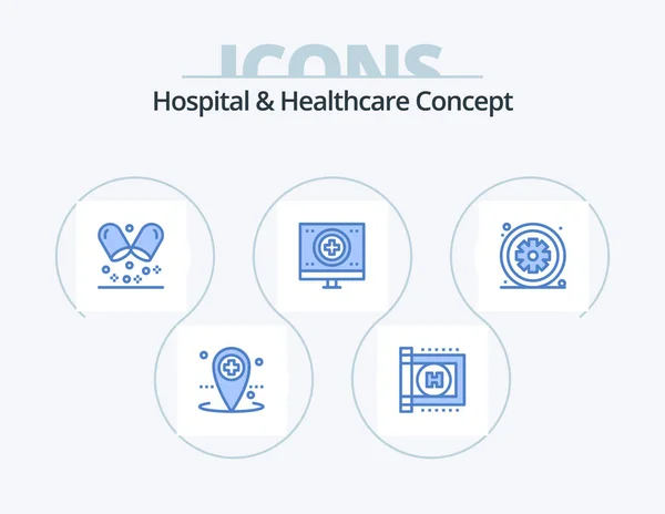 Hospital Healthcare Concept Blue Icon Pack Icon Design Hospital Health — Stockvektor