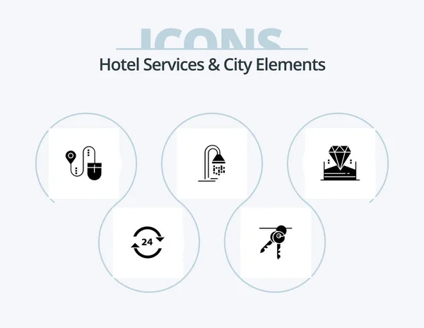Hotel Services City Elements Glyph Icon Pack Icon Design Shower — Stockvektor